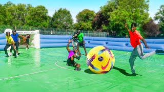 WORLDS BIGGEST SLIP N SLIDE FOOTBALL MATCH ⚽️💦 [upl. by Yenobe196]