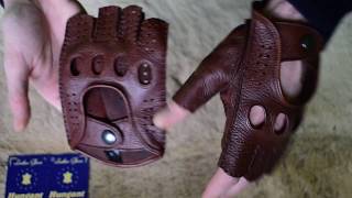 Mens and Womens Cognac Fingerless Cycling Driving Gloves [upl. by Eseuqcaj457]