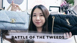 BAG REVIEW  MY CHANEL 19 TWEED WITH YSL LOULOU PUFFER TWEED  Comparing the Tweeds  FLUFFEDUPFLAIR [upl. by Einuj]