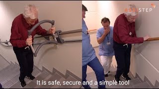 Stair training with the AssiStep stair walker  Greverud nursing home English [upl. by Kcinom923]