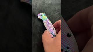 Handmade Titanium Damascus NiobiuTi® Spyderco para 3 scalesshotsspydercoedcscalesviralpara3 [upl. by Roshan]