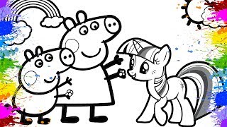 Peppa und ein Einhorn zeichnen lernen für kinder  Zeichnen und malen für kinder  Drawing for kids [upl. by Alejo]