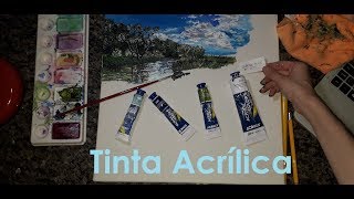 COMO PINTAR UM RIO EM UMA PAISAGEM  ACRYLIC PAINTING [upl. by Abel]