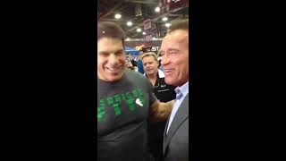 Arnold Schwarzenegger visits Lou Ferrigno at the Arnold expo 2013 [upl. by Carrick]