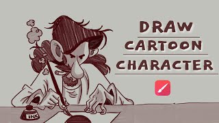 Draw cartoon character in infinite painterCharacter illustrationinfinite painter tutorials [upl. by Ramsa]