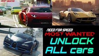 How to unlock all cars in Need For Speed Most Wanted 2012 pc  NFS MW 2012 [upl. by Knah]