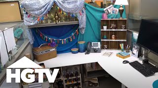 TravelInspired Cubicle Makeover  HGTV [upl. by Ydur]