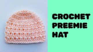 How to crochet easy preemie hat  20 minutes baby hat [upl. by Naryb]