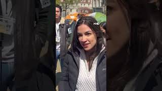 US Rep Alexandria OcasioCortez engages with proPalestine students at Columbia University [upl. by Ailil751]