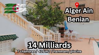 Alger Ain Benian  14 milliards  Maison 7 chambres 426 m2 hammam piscine [upl. by Lertnek]