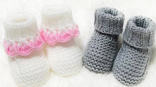 Super Easy knit baby booties or baby shoes various sizes EASY KNIT PATTERN [upl. by Tnemelc]