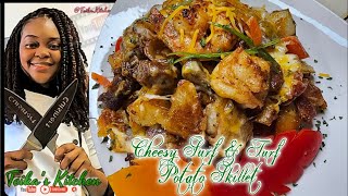 Cheesy Surf and Turf Potato Skillet  Teikas Kitchen [upl. by Haik328]