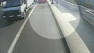 Moment jogger pushes woman into path of oncoming bus [upl. by Hopfinger]