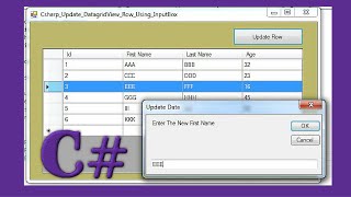 C Tutorial  How To Update Selected DataGridView Row Using InputBox In C  With Source Code [upl. by Eseerahs]