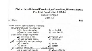 HSLC 2024Pre Board Examination 202324English question paper with answersBiswanath district10 [upl. by Avrenim23]