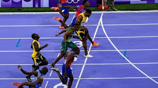 Noah Lyles 100m Final Olympic Highlights Noah Lyles 979 Gold Medal Kishane Thompson Olympic 2024 [upl. by Hussey]