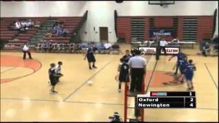 9 Tyler Willgoos of Newington with a nice block at 2012 CIAC Class M Boys Volleyball Final [upl. by Hadeehsar]