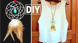 DIY Dreamcatcher Necklace  DIY Boho Jewelry [upl. by Thanos]