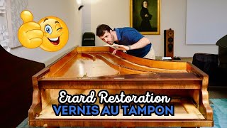 Vernis au tampon on the soundboard  ERARD 1876 2M45 RESTORATION PART V [upl. by Avrom]