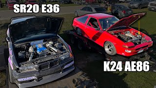 Tandem Drifting SR20 E36 vs K24 AE86 [upl. by Samale]