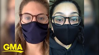 How to wear a face mask without your eyeglasses fogging up l GMA Digital [upl. by Aisatnaf]