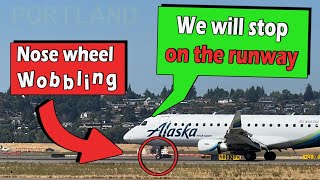 HYDRAULIC FAILURE  Nose Wheel Shaking on Landing at Portland [upl. by Yekcin]