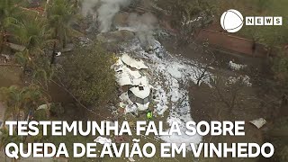 Testemunha fala sobre queda de avião em Vinhedo SP [upl. by Sanfo]