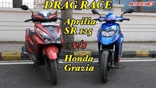 DRAG RACE Aprilia SR 125 vs Honda Grazia 125  MotorOctane [upl. by Astera]