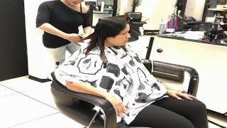 cutting womens long hair with scissors  asmr womens haircut Hairstyle Coiffeur [upl. by Bish]