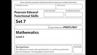 Functional Skills Maths L2 Past Paper 7 Pearson Edexcel [upl. by Katlin]