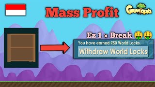 Mass Ez Profit Cuman 1× Break 🤑🤑  Growtopia [upl. by Zuliram746]