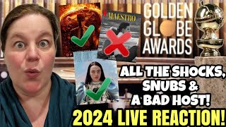 2024 GOLDEN GLOBES LIVE REACTION one HUGE surprise [upl. by Eanat481]