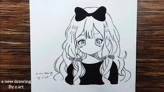 Girl anime drawing easy  How to draw girl anime step by step for beginners  anime drawing [upl. by Bihas]