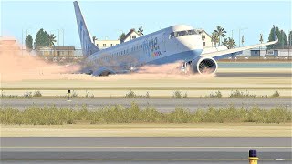 😱Embraer E195 Leaving The Runway in Emergency Landing Airplane Crashes [upl. by Gemoets]