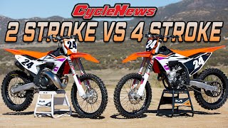 2 Stroke vs 4 Stroke 2024 KTM 250SX or 250SXF  Cycle News [upl. by Rehtnug]