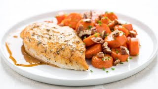 post workout dinner Herbes de Provence Chicken breasts with carrots chives and pecans [upl. by Thorny]