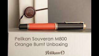 Pelikan M800 Souveran Orange Burnt unboxing [upl. by Kohcztiy]