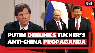 Putin debunks Tucker Carlsons warmongering antiChina propaganda mocks his CIA ties [upl. by Haliehs68]