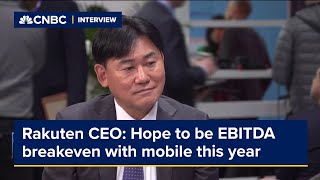 Rakuten CEO Hope to be EBITDA breakeven with mobile business this year [upl. by Il687]