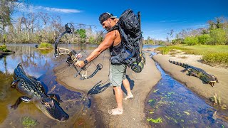 SOLO 24hr Backpack Survival In ALLIGATOR ALLY Danger Close [upl. by Eatnahc584]