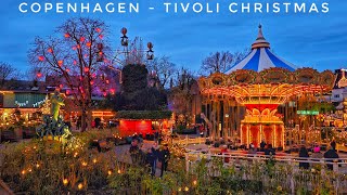 Copenhagen Tivoli 🎄 Christmas Market amp Beautiful Lights 🎅 Cozy 4K Walk [upl. by Butler]