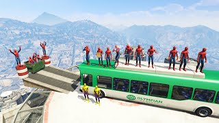 GTA 5 Crazy BUS Ragdolls Yellow Spiderman Vs Spiderman FailsJumps  Euphoria Physics  EPIC [upl. by Tyika]