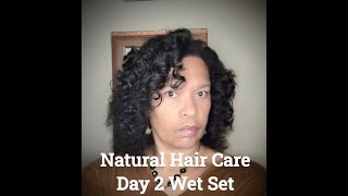 Natural Hair Care day 2 wet set styling [upl. by Eeladnerb673]