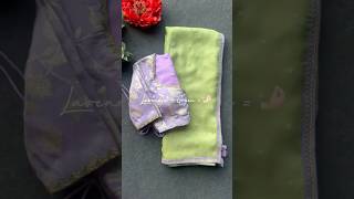 Threads green jute saree with lavender hand work blouse saree blouse threadslabel womensclothing [upl. by Sadnac323]