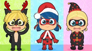 Cabeza hombros rodillas pies con LADYBUG de NAVIDAD 🎅 Canciones infantiles de Navidad [upl. by Mab]