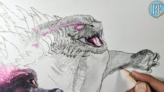 How to Draw pink GODZILLA from godzilla x kong the new empire [upl. by Ury]