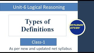 Types of Definitions Class1 Unit6 Logical Reasoning [upl. by Darn376]