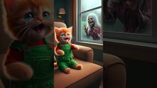 Cute Cat And Zombie Story 🧟‍♀️💥 cat aicat cute cataicatstory aicatstories shorts kitten [upl. by Ellesirg]