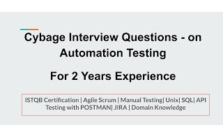 Automation Testing  Cybage  2 Yrs Exp Interview Questions Cybage Real time Interview Questions [upl. by Herahab]