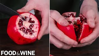 The Best Way to Cut Open a Pomegranate  Simple amp MessFree Method  Food amp Wine [upl. by Refeinnej628]